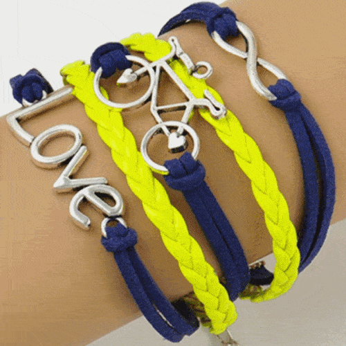 Infinity több soros karkötő - kerékpár - sárga/kék
