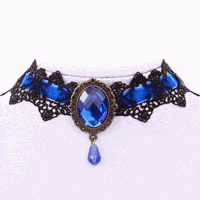Goth Horgolt csipke nyakék kék kővel