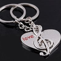 Pár kulcstartó szerelmeseknek - szív + violinkulcs (2 db kulcstartó)